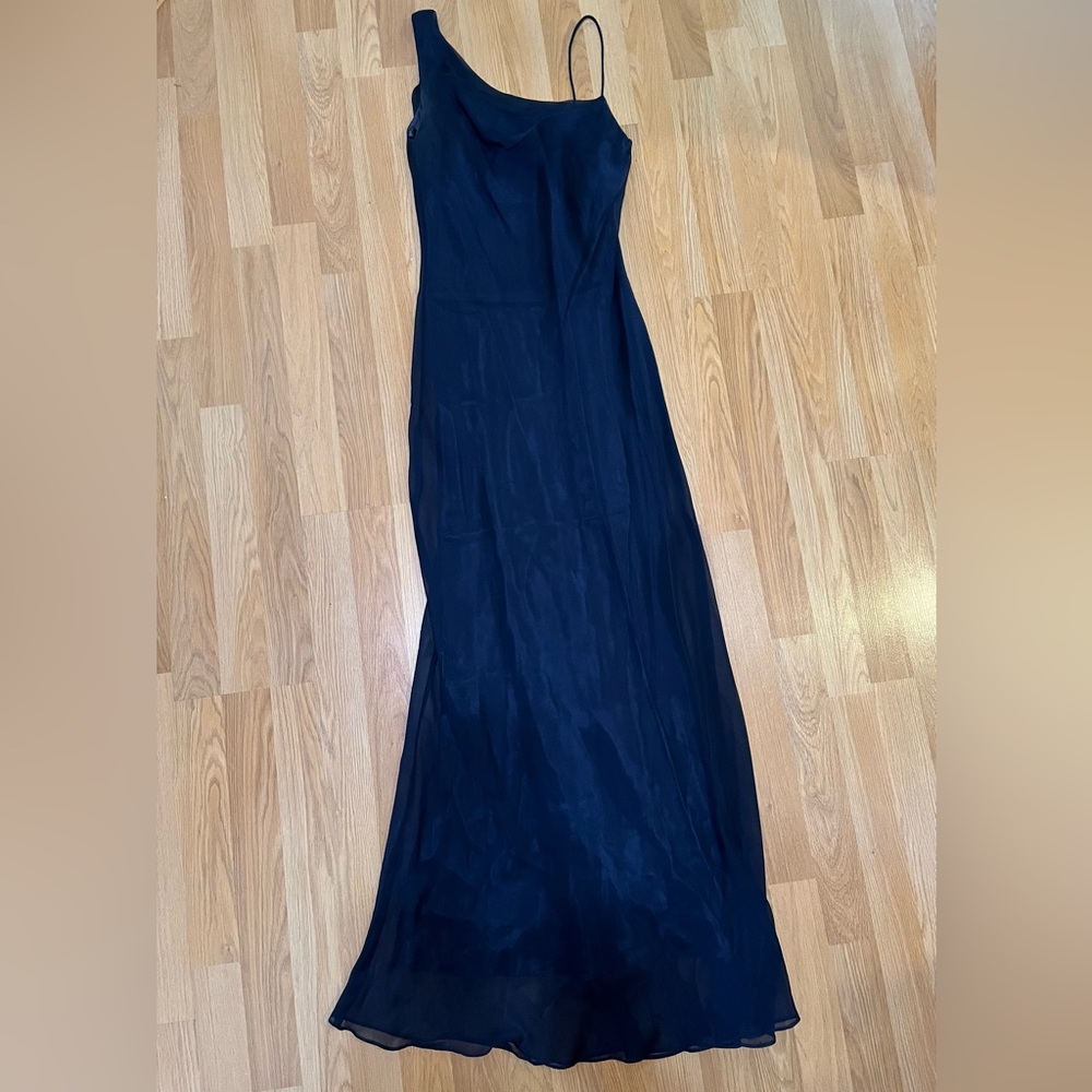 One shoulder with spaghetti strap gown